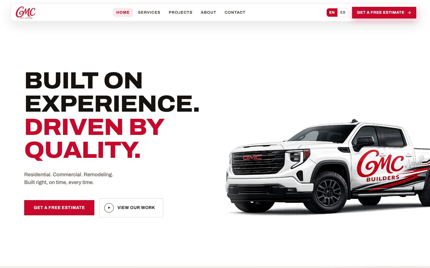 GMC Builders Construction LLC — general contractor website designed and developed by TWTM